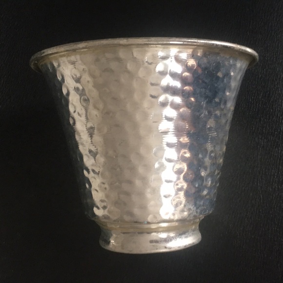 Hammered Silver Metal Vase - Decorative Home Accent - Picture 4 of 12